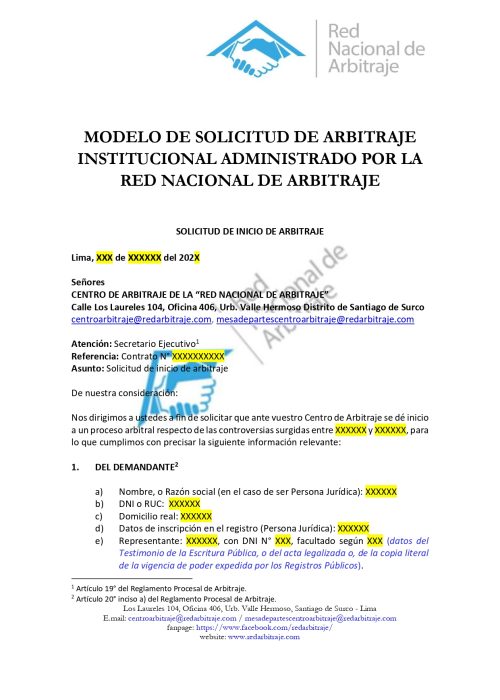 Centro de arbitraje - Red Nacional de Arbitraje